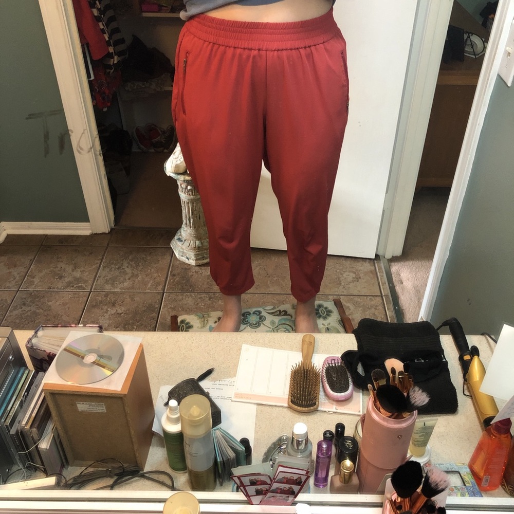 peachy pink dressy jogger like pants